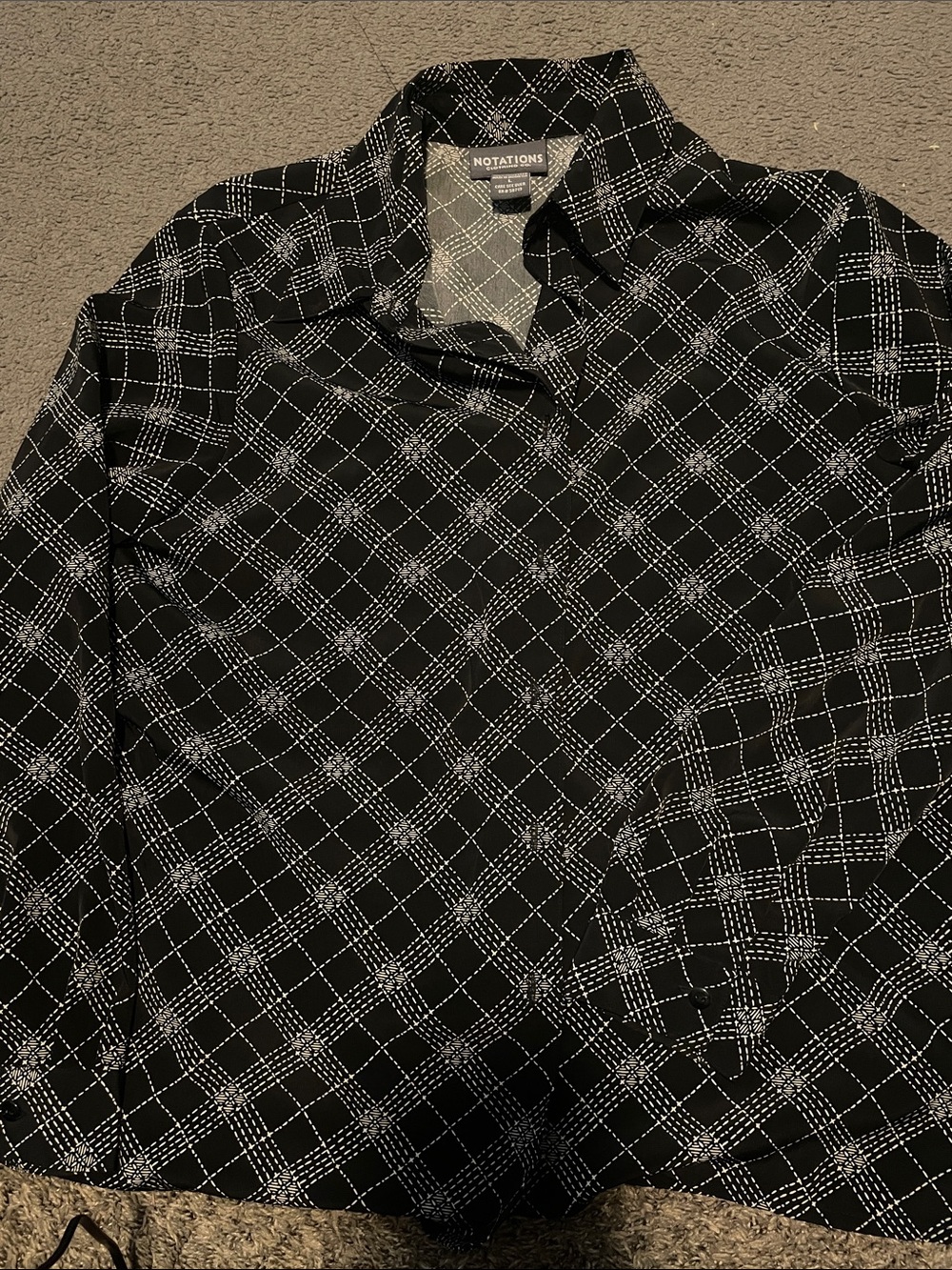 Notations Black and White Windowpane Shirt Jacket